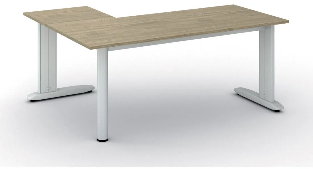 Rohový kancelársky písací stôl PRIMO FLEXIBLE, 180x140 cm, dub prírodný