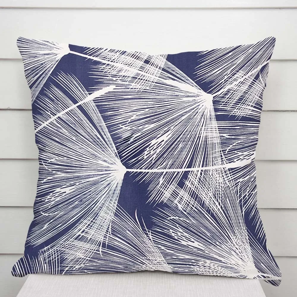 Biante Bavlnená obliečka na vankúš Sandra SA-414 Biele abstraktné páperie na modrom 40 x 60 cm
