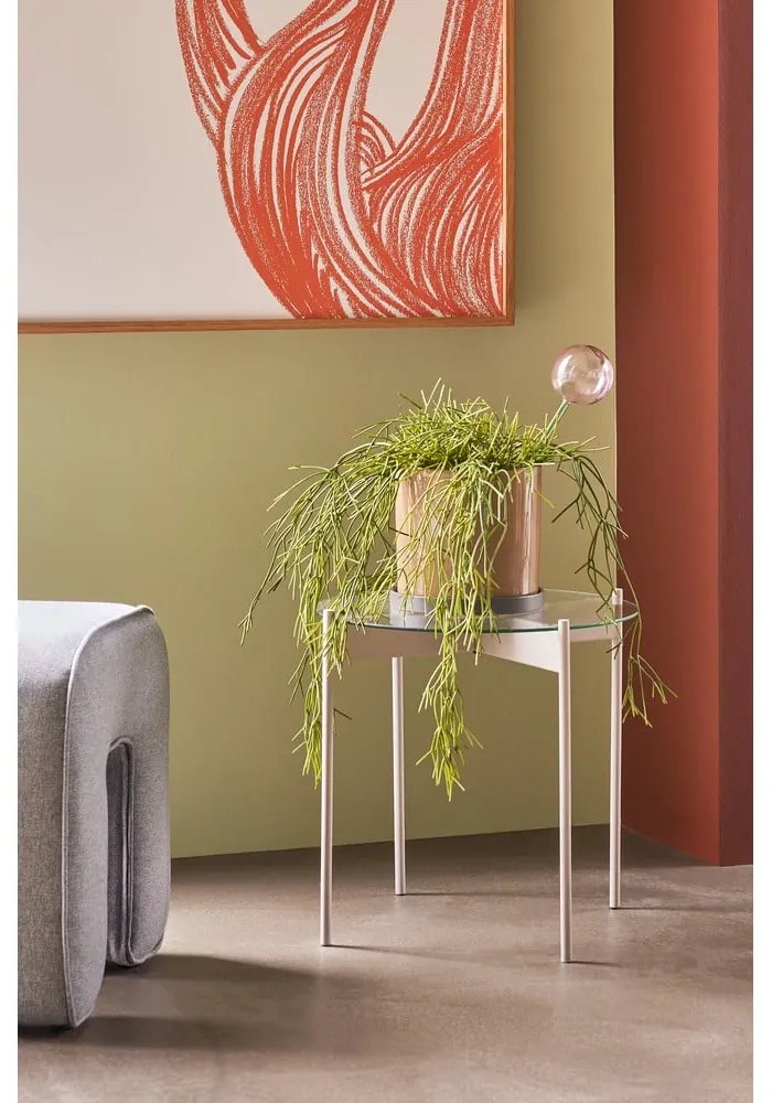 Okrúhly odkladací stolík so sklenenou doskou ø 45 cm Beam – Hübsch