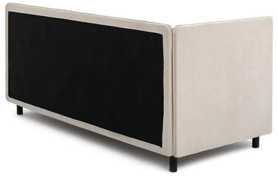 Béžová čalúnená jednolôžková posteľ s úložným priestorom s matracom 120x200 cm Avela – Bonami Selection