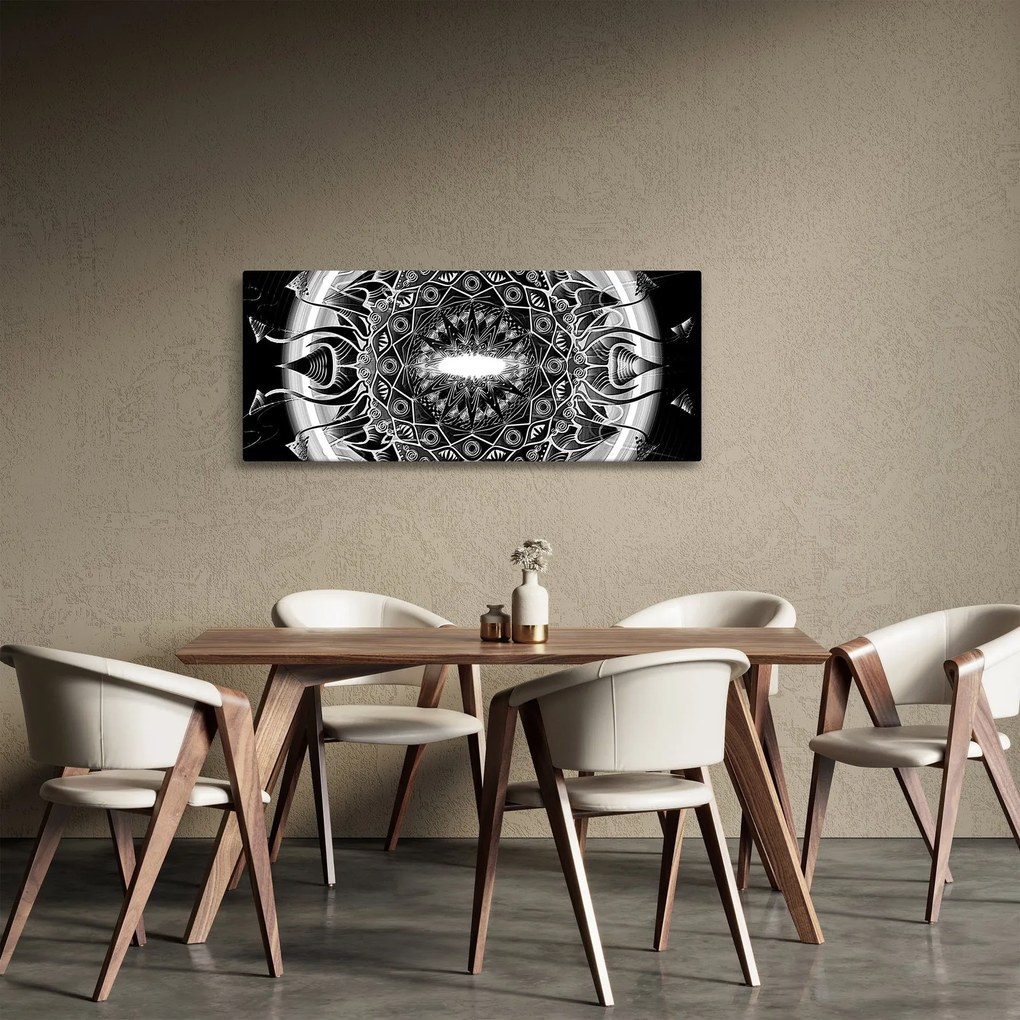 Obraz čiernobielych ornamentov (120x50 cm)