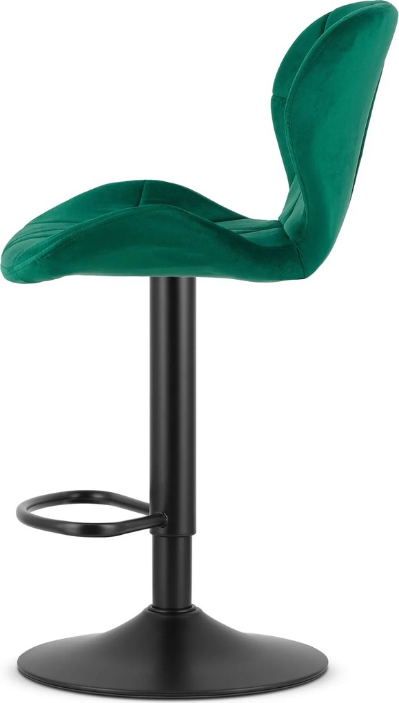 Sada 2 barových stoličiek WEST zamatová zelená / čierna podnož