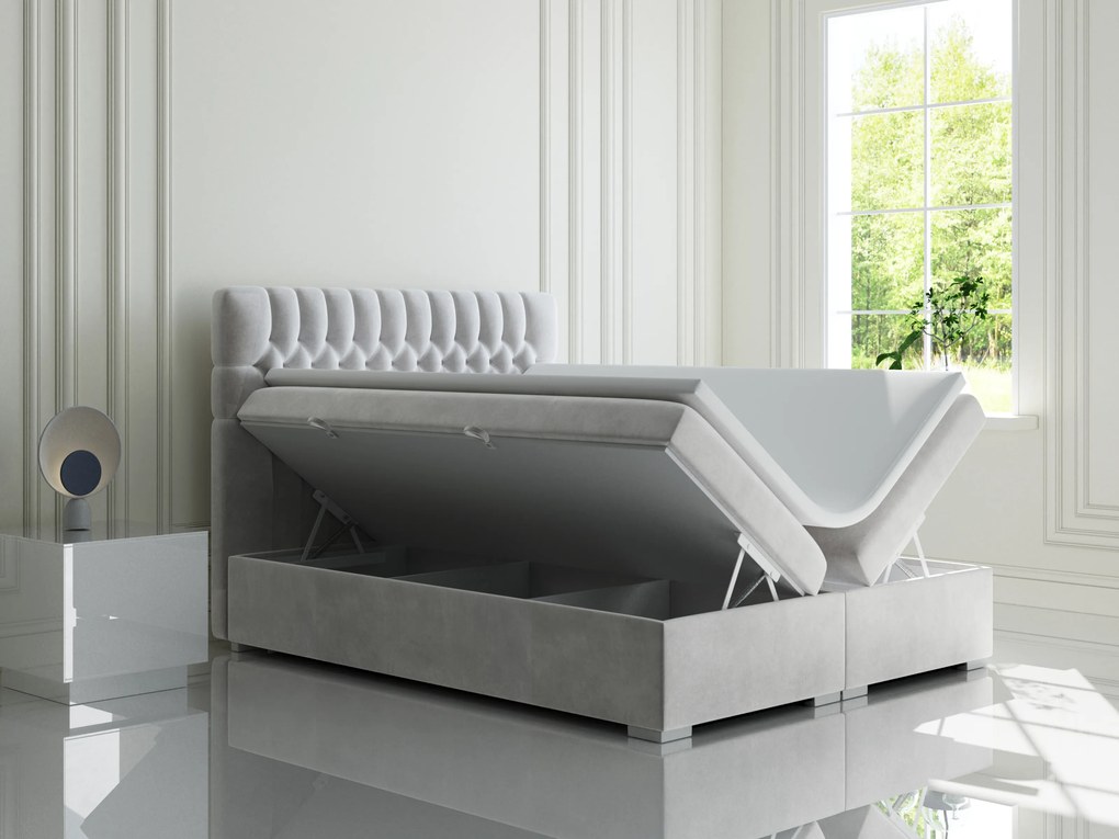 Manželská posteľ Boxspring 180 cm Daliny (svetlosivá) (s úložným priestorom). Akcia -20%. Vlastná spoľahlivá doprava až k Vám domov. 1044203