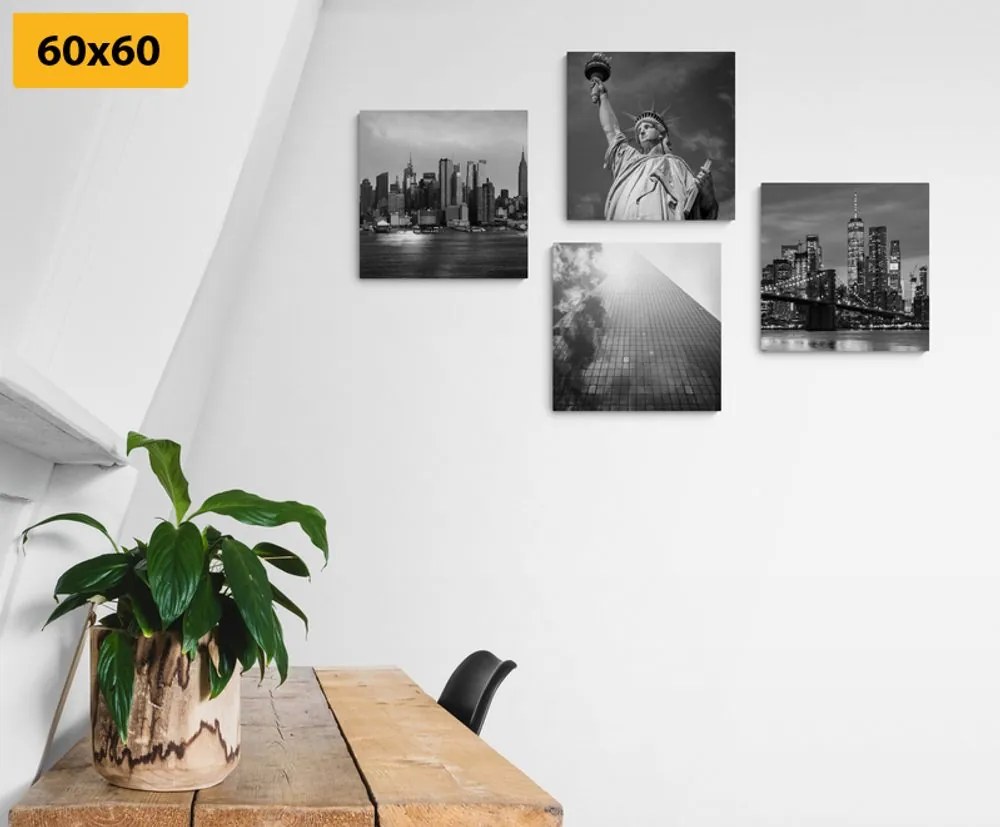 Set obrazov čiernobiely New York Varianta: 4x 40x40