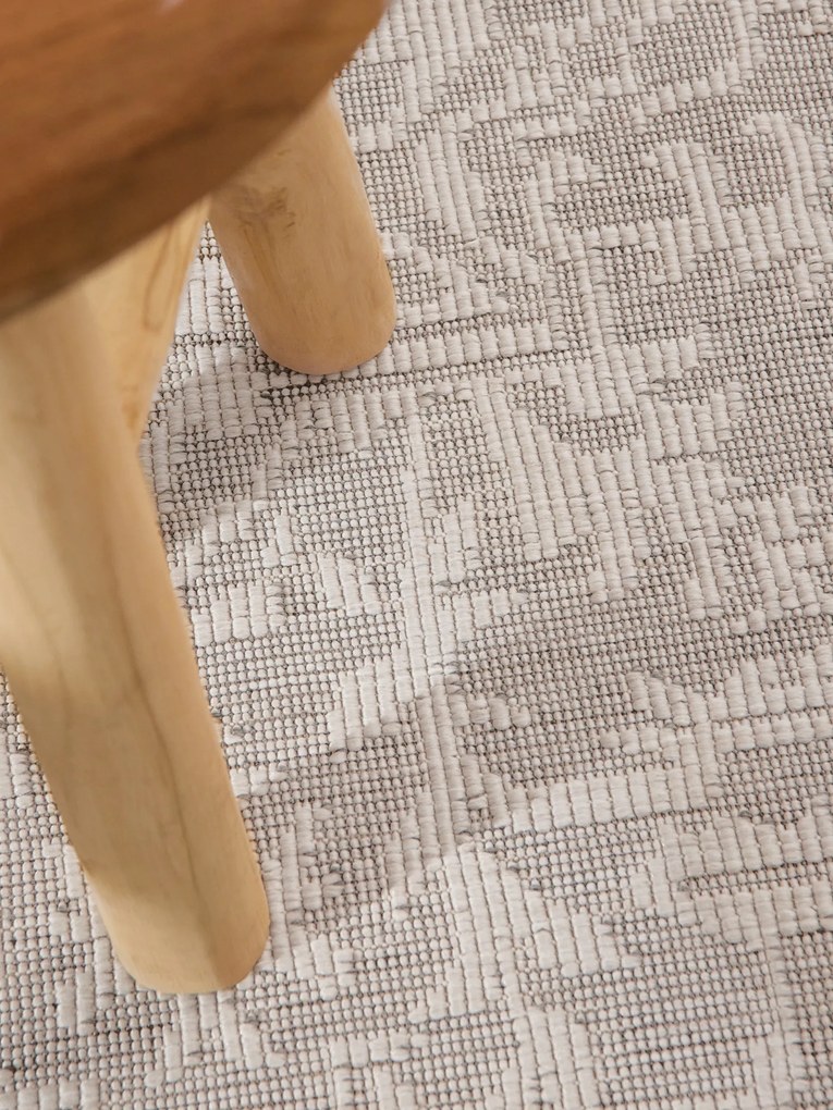 NORTHRUGS, Kusový koberec Duet Kona 106249 White/Gray kruh - na von aj na doma, 160x160 (priemer) kruh, šedá, chodba / predsieň