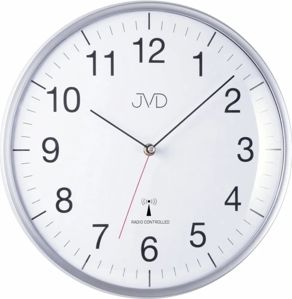 Presné rádiom riadené nástenné hodiny JVD RH16.1 – strieborné, DCF, 33 cm