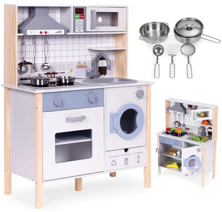 Drevená detská realistická kuchyňa s LED svetlom, zvukmi a príslušenstvom