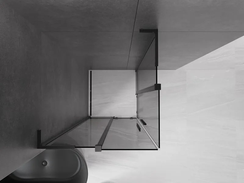 Mexen Velar L Duo, sprchový kút s posuvnými dverami 90 x 90 cm, 8mm šedé sklo, čierna matná, 871-090-090-02-43-70