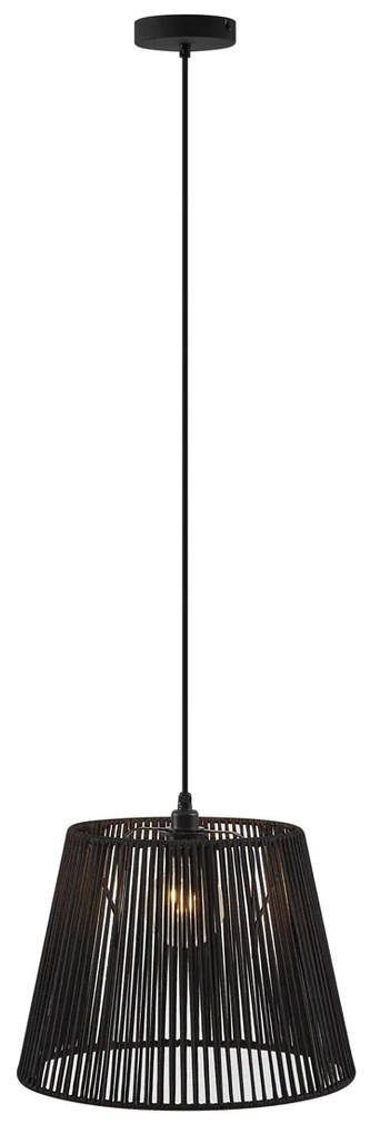 Vonkajšie závesné svietidlo čierne s čiernym lanovým tienidlom IP44 - Cava Jayla