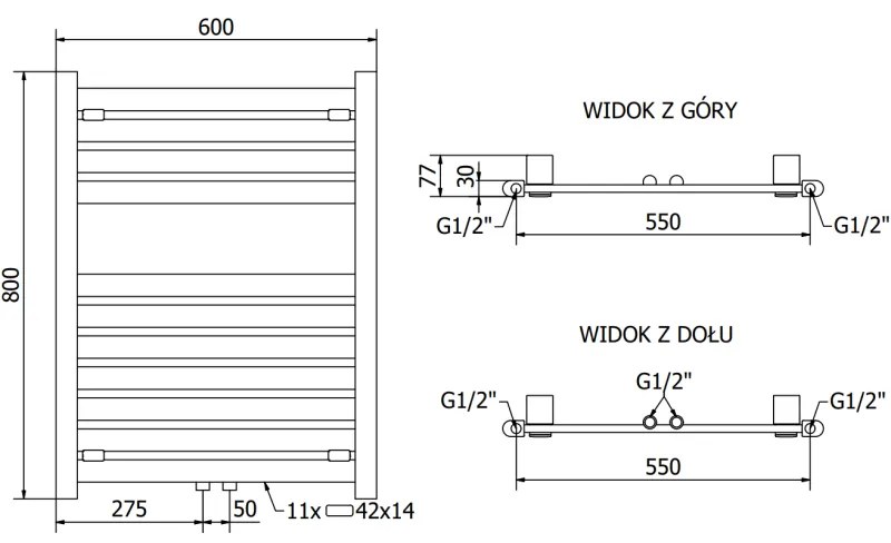 Mexen Uran, vykurovacie teleso 800x600 mm, 331 W, chrómová, W105-0800-600-00-01