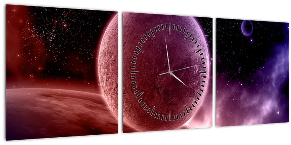 Obraz - Planéta (s hodinami) (90x30 cm)