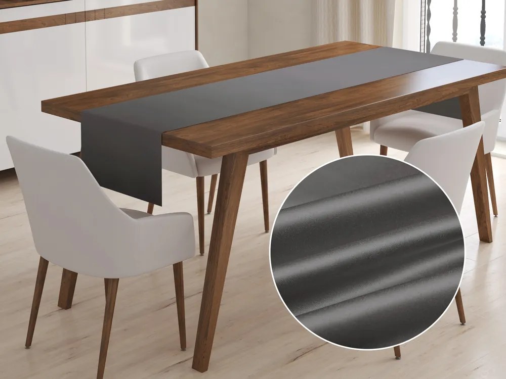 Biante Saténový behúň na stôl polyesterový Satén LUX-004 Sivohnedý 35x120 cm
