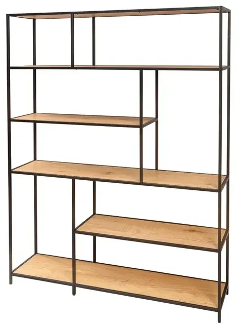 Invicta Interior - Priemyselná knižnica SLIM LINE 185x135 cm, divoký dub, čierna