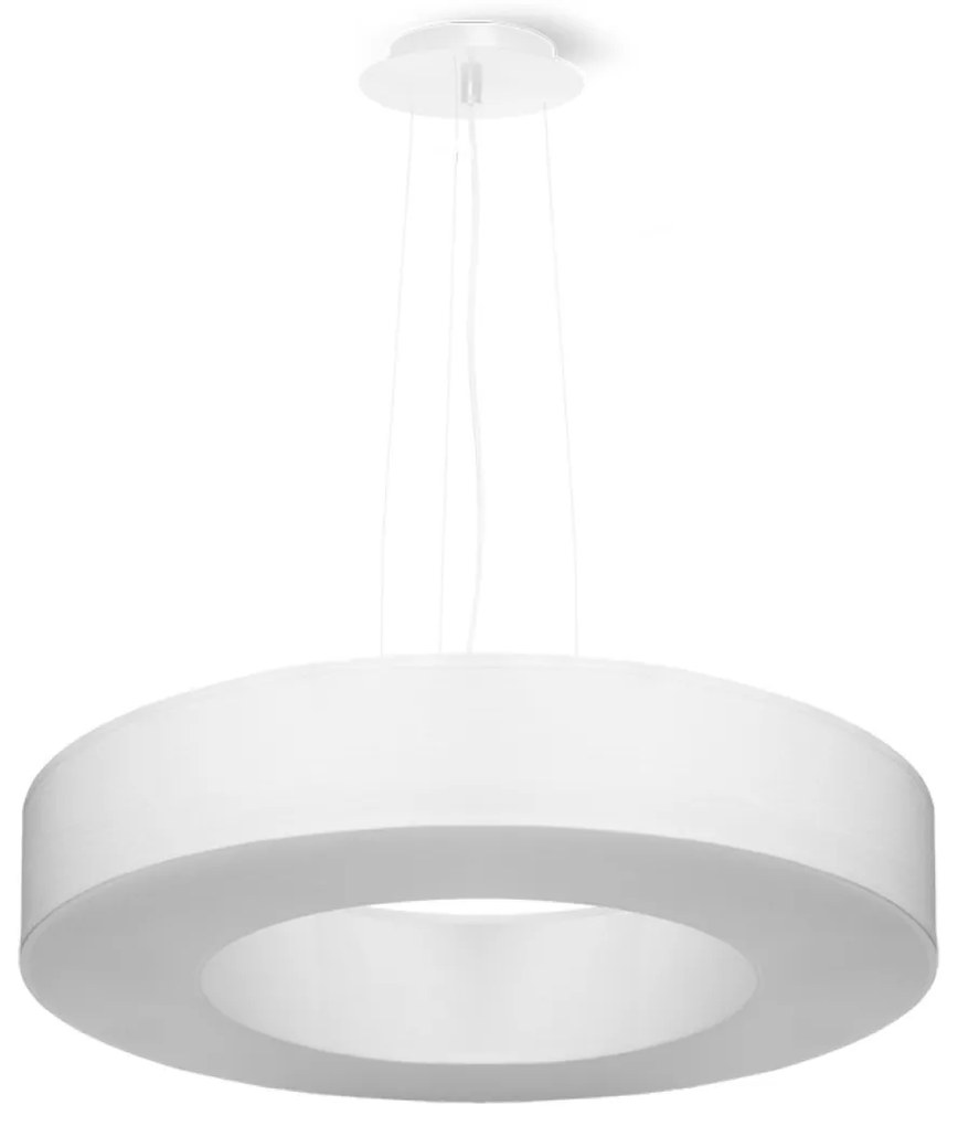 Závesné svietidlo Saturno Slim, 1x biele textilné tienidlo, (biely plast), (fi 50 cm)