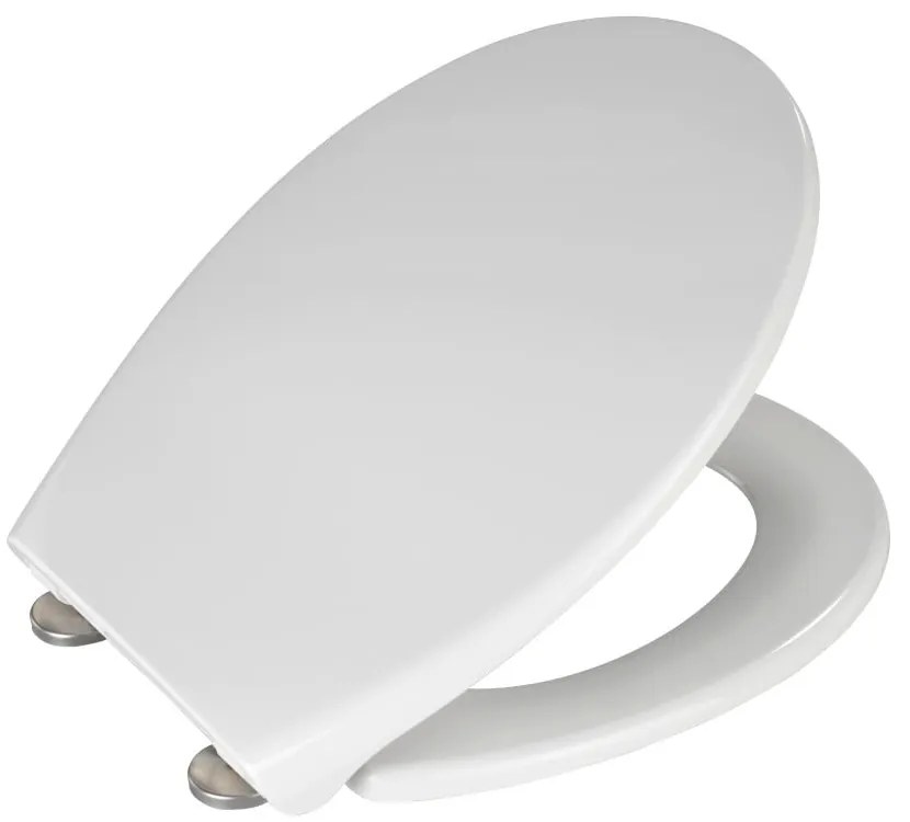 Biele WC sedadlo s jednoduchým zatváraním Wenko Samos, 44,5 x 37,5 cm