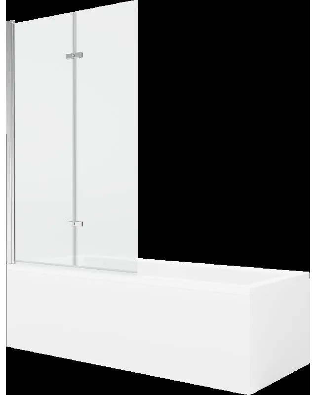 Mexen Cubik obdĺžniková vaňa 150 x 70 cm s obkladom a 2-krídlovou zástenou 100 cm, Transparentné, Chrómová - 550315070X921002010