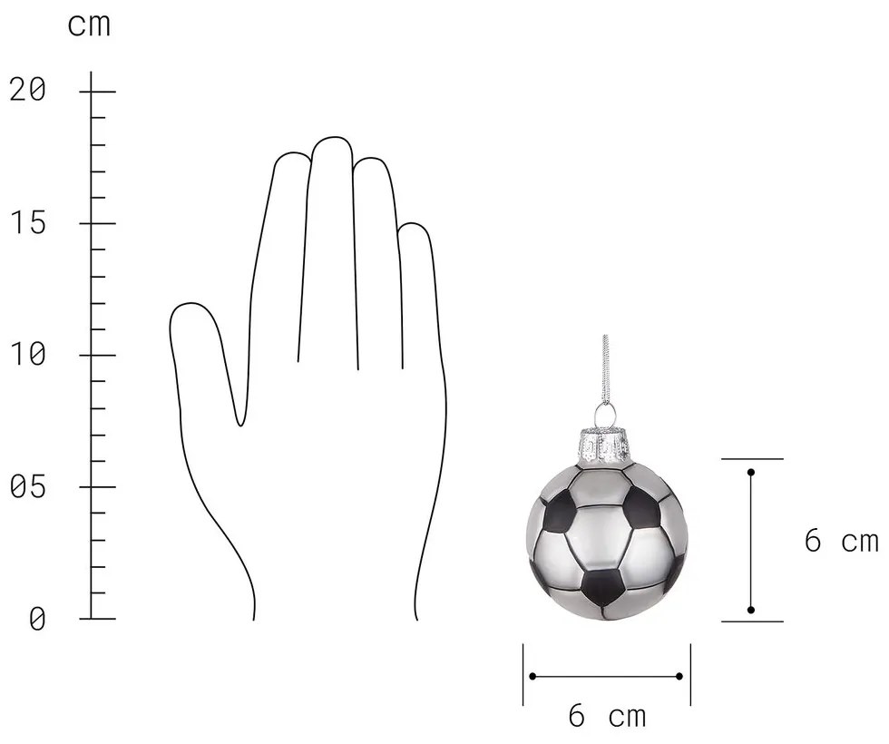 HANG ON Vianočná ozdoba futbalová lopta 6 cm