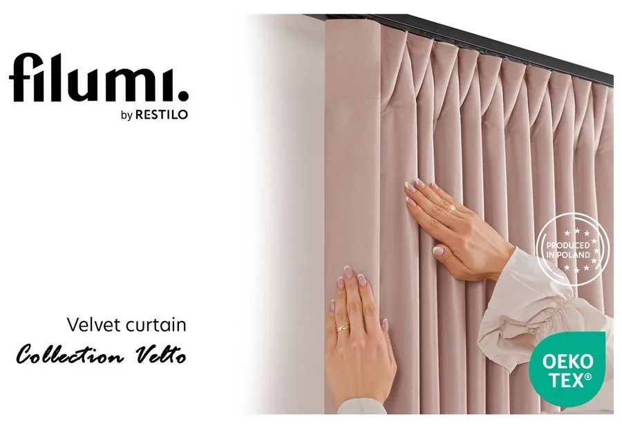 Svetloružový zamatový dimout záves 200x225 cm Velto – Filumi