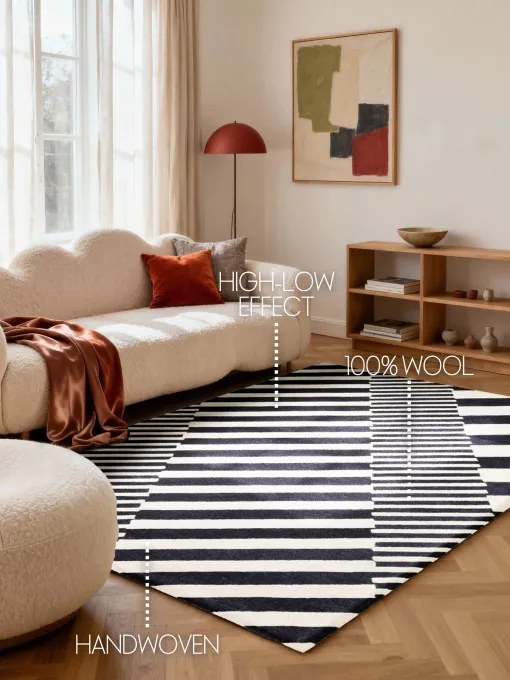 Koberec Elle Decoratio Stryve čierny / biely