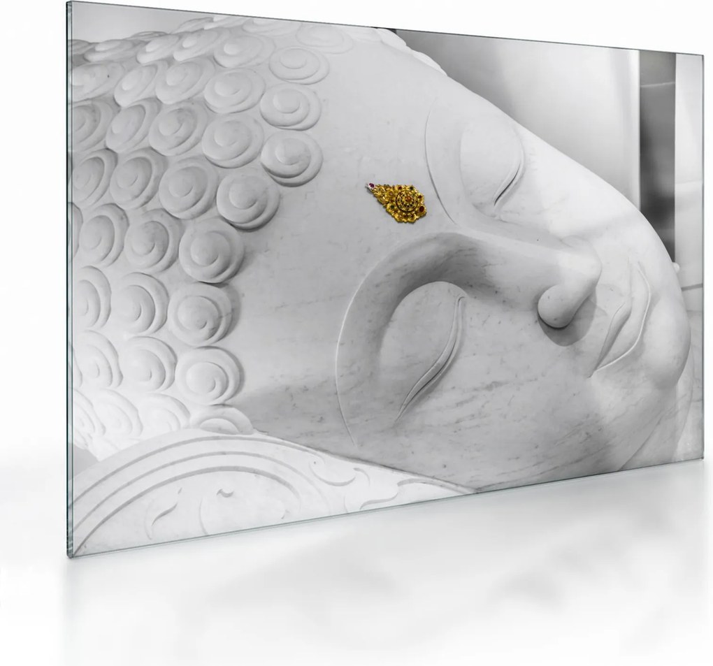 Sklenený obraz - Biely Budha (70x50 cm)