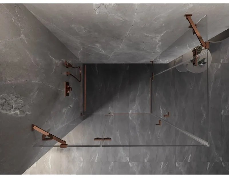 Mexen Lunar Duo, výklopný sprchový kút 95 x 85 cm, 8mm číre sklo, profil ružové zlato, 834-095L-085P-60-00