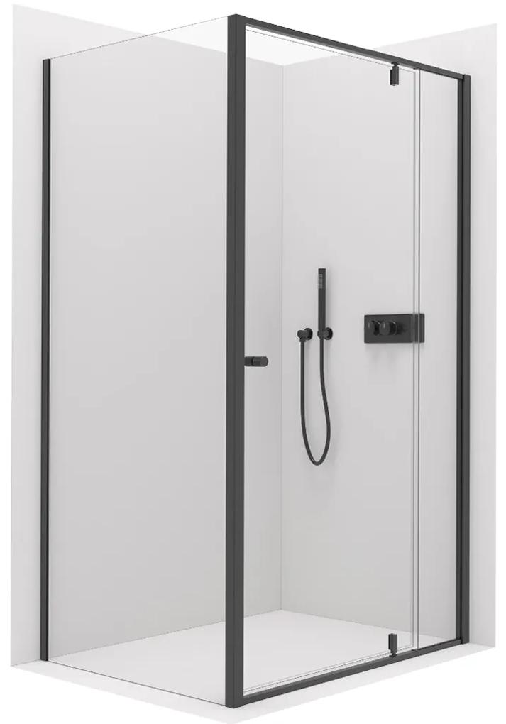 Cerano Santini, sprchovací kút 120(dvere) x 80(stena) x 195 cm, 6mm číre sklo, čierny profil, CER-CER-429001