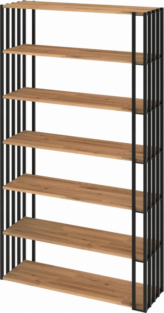Regál z kovu a dubového dreva Malaga Loft 182x144x30 cm D7