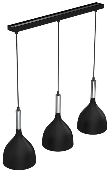 Luster na lanku NOAK 3xE27/15W/230V čierna/chróm