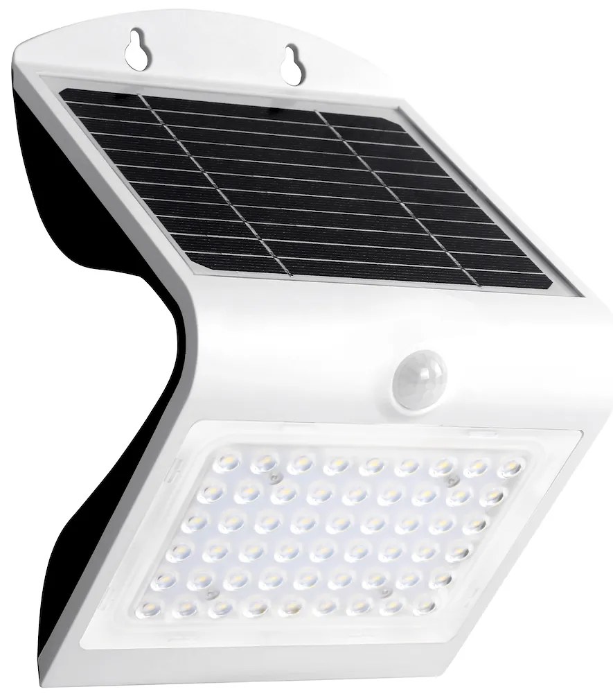 Exteriérové solárne nástenné LED svietidlo Butterfly, 1x LED 3,2w, biela, pohybový senzor
