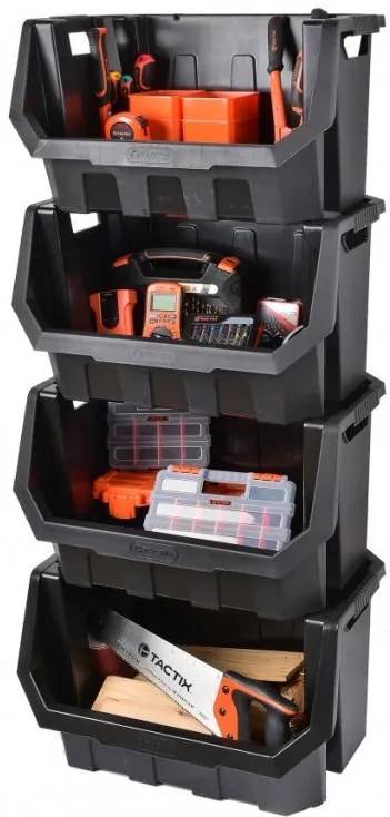 Dielenský úložný box so skosenou hranou HEAVY DUTY, čierny 40x38x28