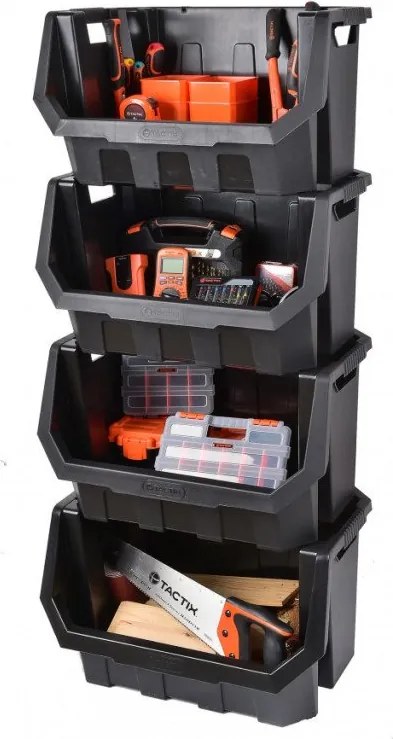 Prosperplast Dílenský úložný box se skosenou hranou HEAVY DUTY, černý 40x38x28 L