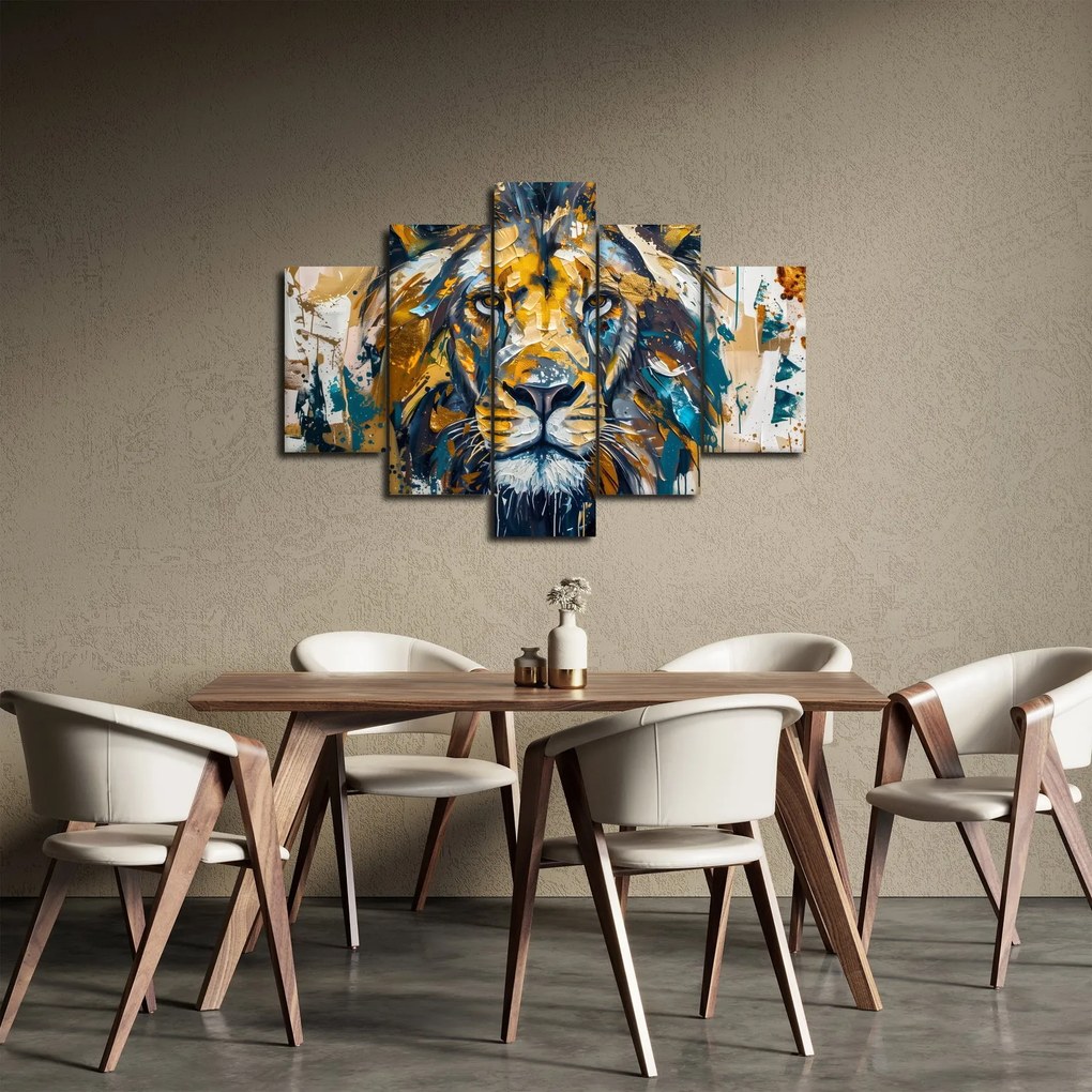 Obraz - Abstraktná olejomaľba s levom (150x105 cm)