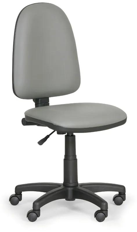Euroseat Dielenská pracovná stolička na kolieskach TORINO bez podpierok rúk, permanentný kontakt, pre mäkké podlahy, sivá