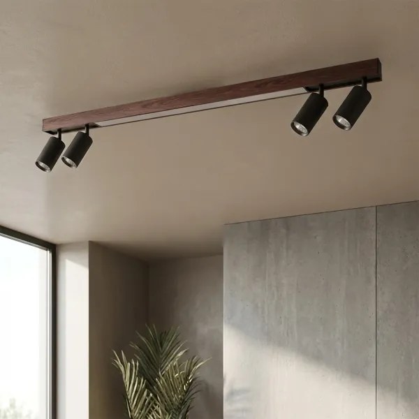 BRILAGI - LED Bodové svietidlo SELE 4xGU10/30W/230V + LED/25W čierna/dubový dekor