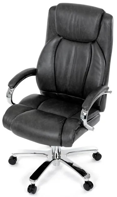 Kancelárske kreslo RYZAR — ekokoža, sivá, nosnosť 150 kg