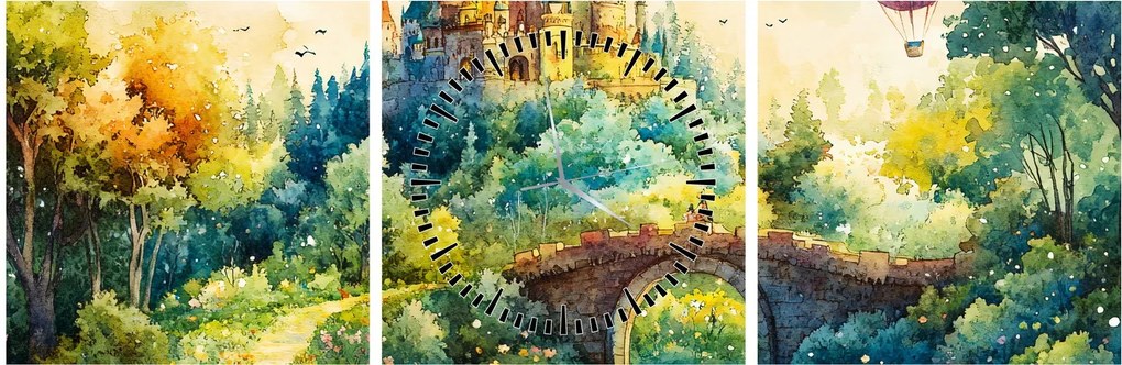 Obraz - Rozprávkový zámok (s hodinami) (90x30 cm)