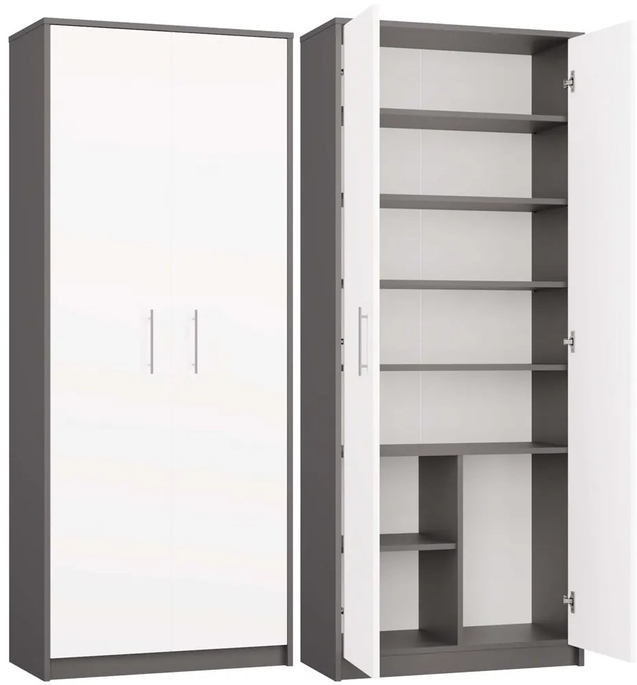 Kancelársky regál OLIV 2D antracit/biela