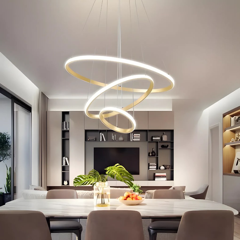 Toolight Toolight, závesné svietidlo 100cm, 60W, 3000K, LHJ010-CP4, zlatá matná, OSW-50003