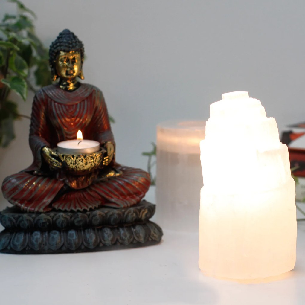 Prírodná selenitová lampa - 15 cm