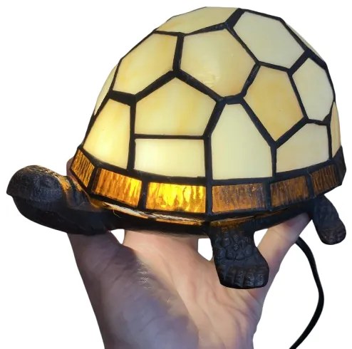 Dekoratívna Tiffany štýl lampa KORYTNAČKA Cream 21*14 cm