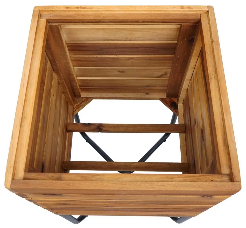 Kvetináč HWC-L25, 60x33x33cm, akáciové drevo - hnedá