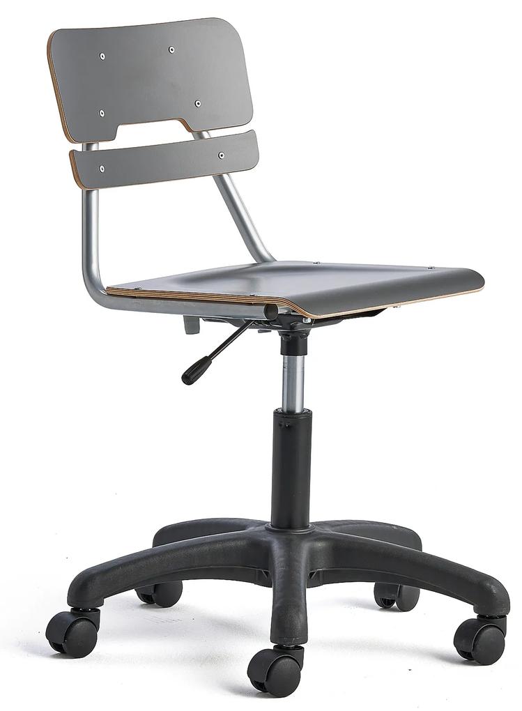 Stolička LEGERE, výškovo nastaviteľná, malé sedadlo, s kolieskami, V 430-550 mm, antracit