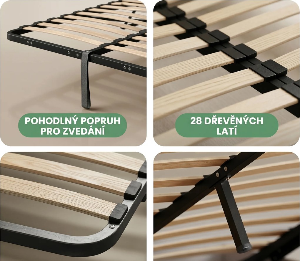 Dvoulůžková postel Trento 160x200 se zvedacím roštem bílá