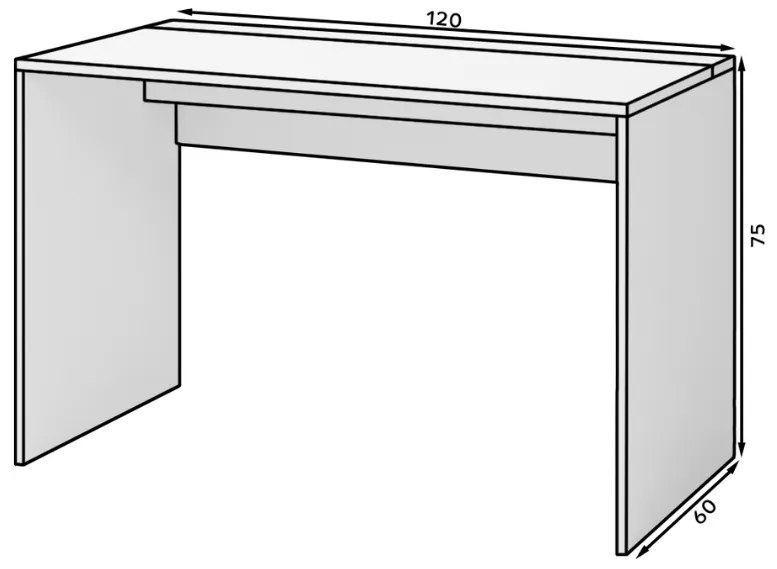 AKCIA Písací stôl NEVY 120x60 cm, čierny II. akosť
