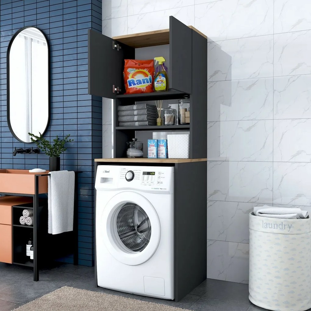 Skriňa Karin Anthracite a Walnut nad práčkou