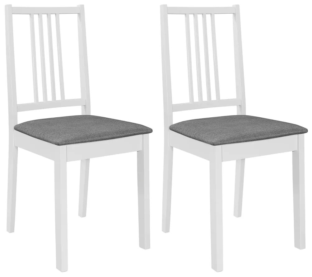 vidaXL Jedálenské stoličky s podložkami 2 ks, biele, drevený masív
