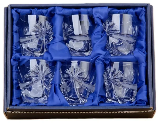 Onte Crystal Bohemia Crystal ručne brúsené poháre na destiláty Quadro Mašle 55 ml 6KS