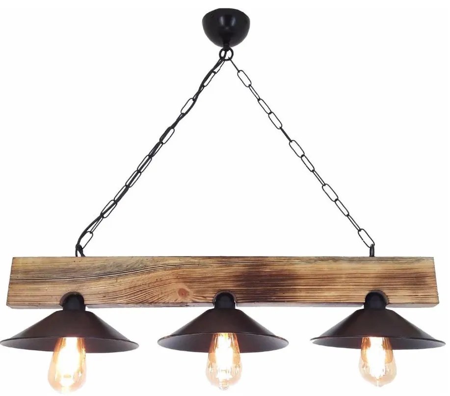 Luster na lankách HEPSI 3xE27/40W/230V smrek/orech