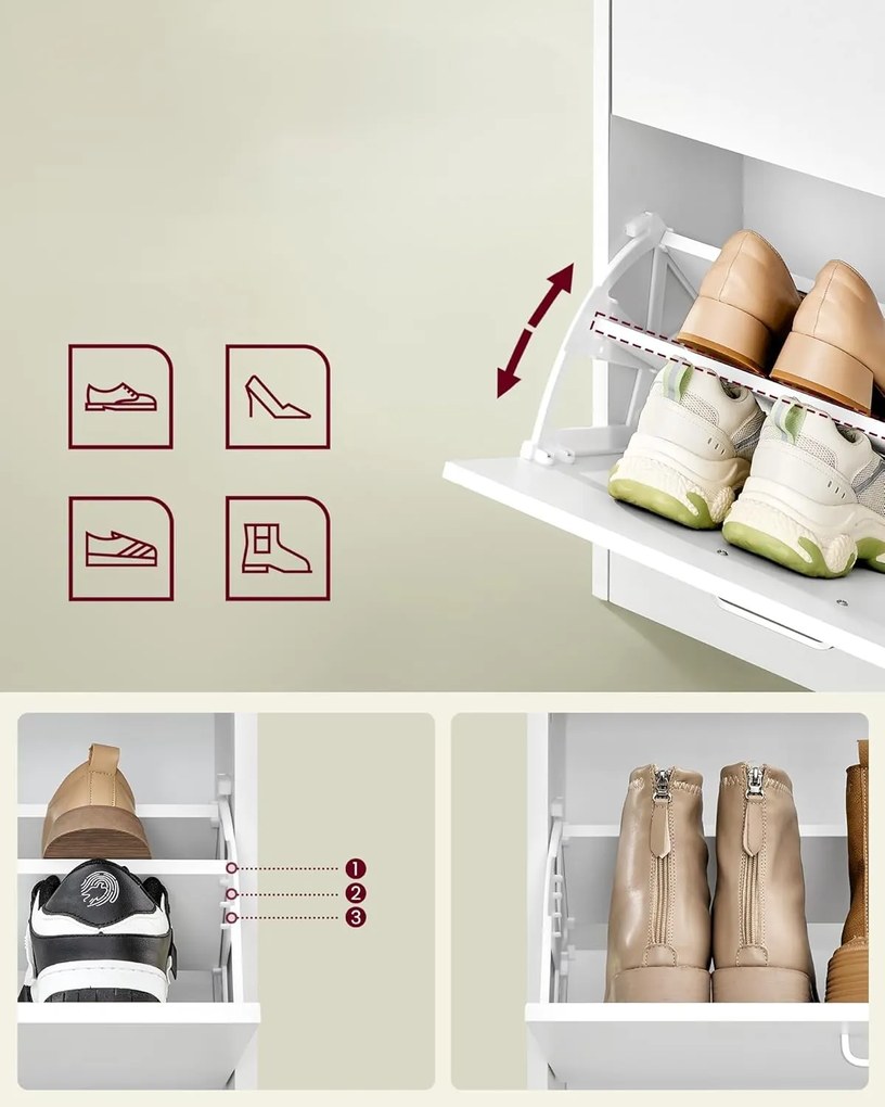 Výklopný botník Vasagle Klein 105,5 cm bílý