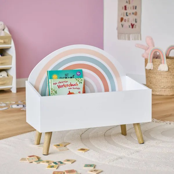 Úložný box na hračky, truhlica na nožičkách RAINBOW